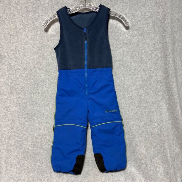 Columbia Snow Suit Toddler 3T Blue Snow Bibs Adjustable Straps Winter Overalls - Picture 1 of 9